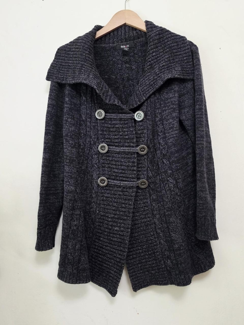 Dark Grey Doubke Button Cardigan Sweater